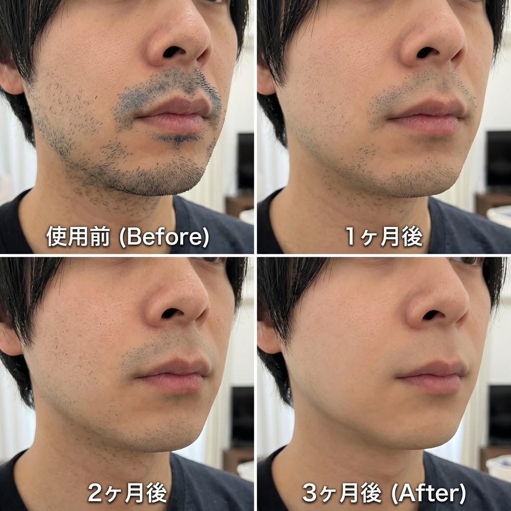 JOVS Dora 30代男性のヒゲ 3ヶ月使用ビフォーアフター経過写真