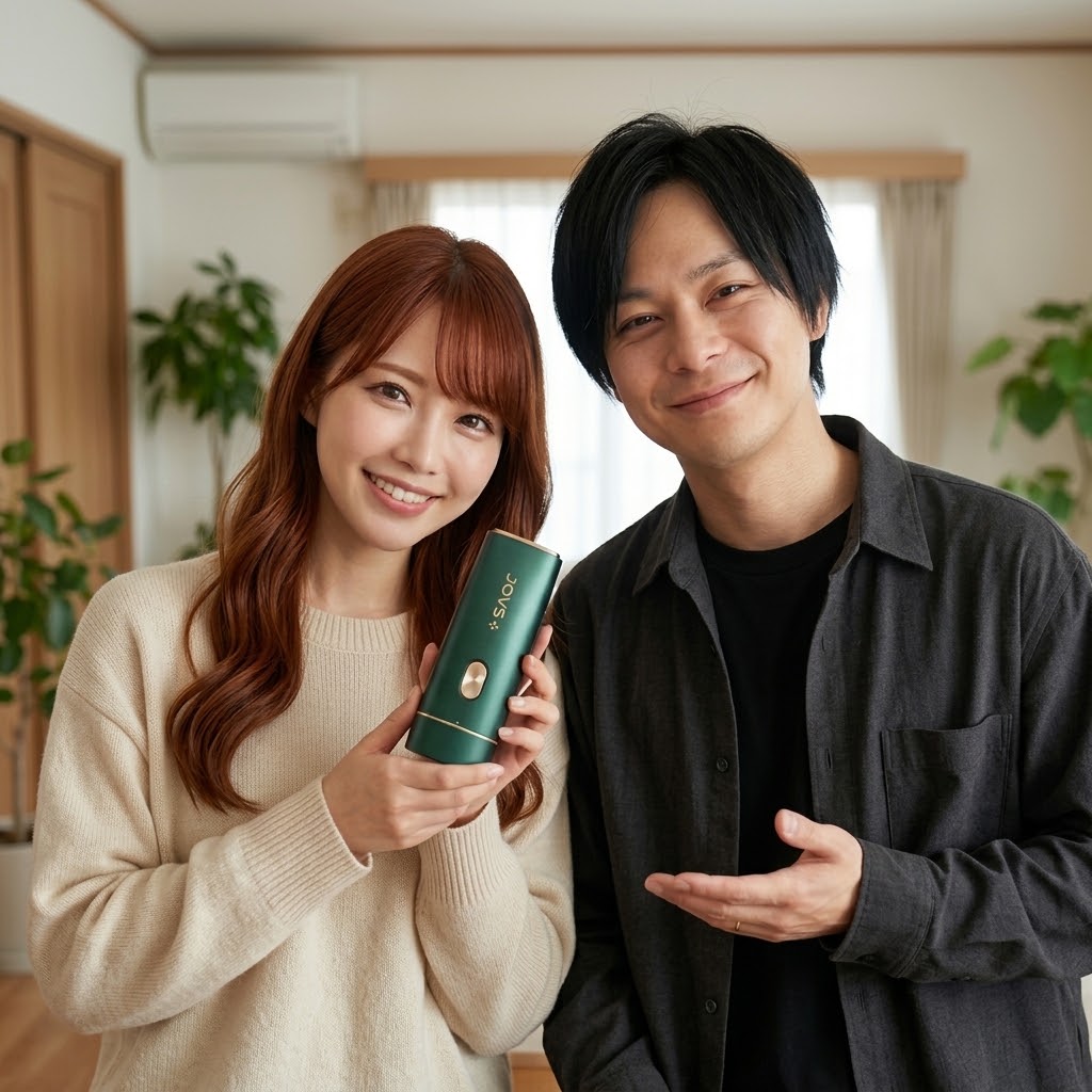 JOVS DoraをレビューするAEA認定エステティシャンの伊藤恵里と30代旦那。