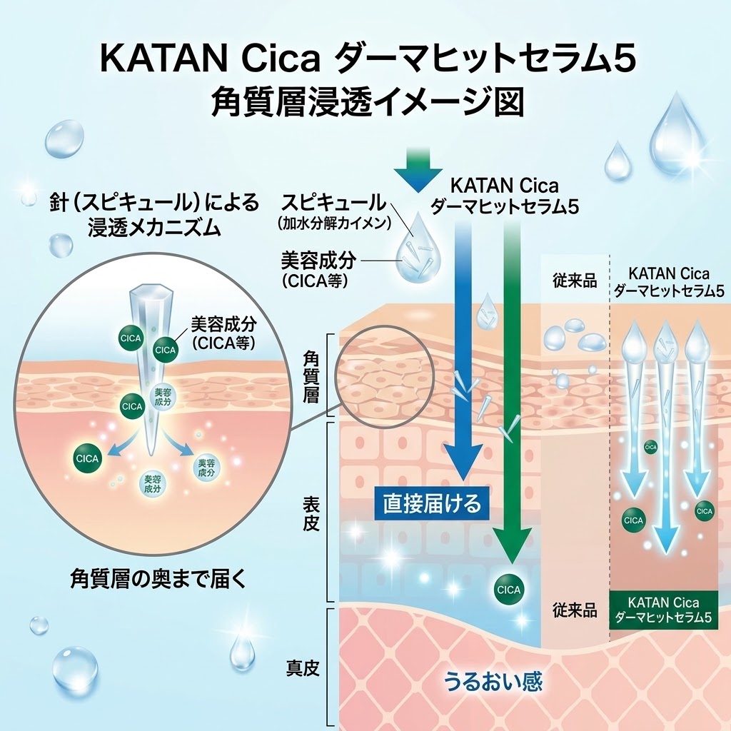 KATAN Cica ダーマヒットセラム5 角質層への浸透イメージ