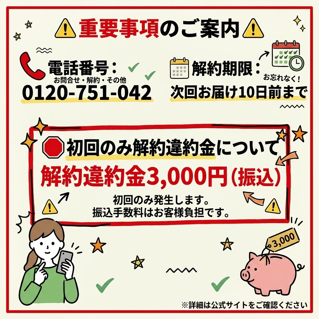 KATAN Cica ダーマヒットセラム10の定期便解約ルール・注意事項に関する案内画像