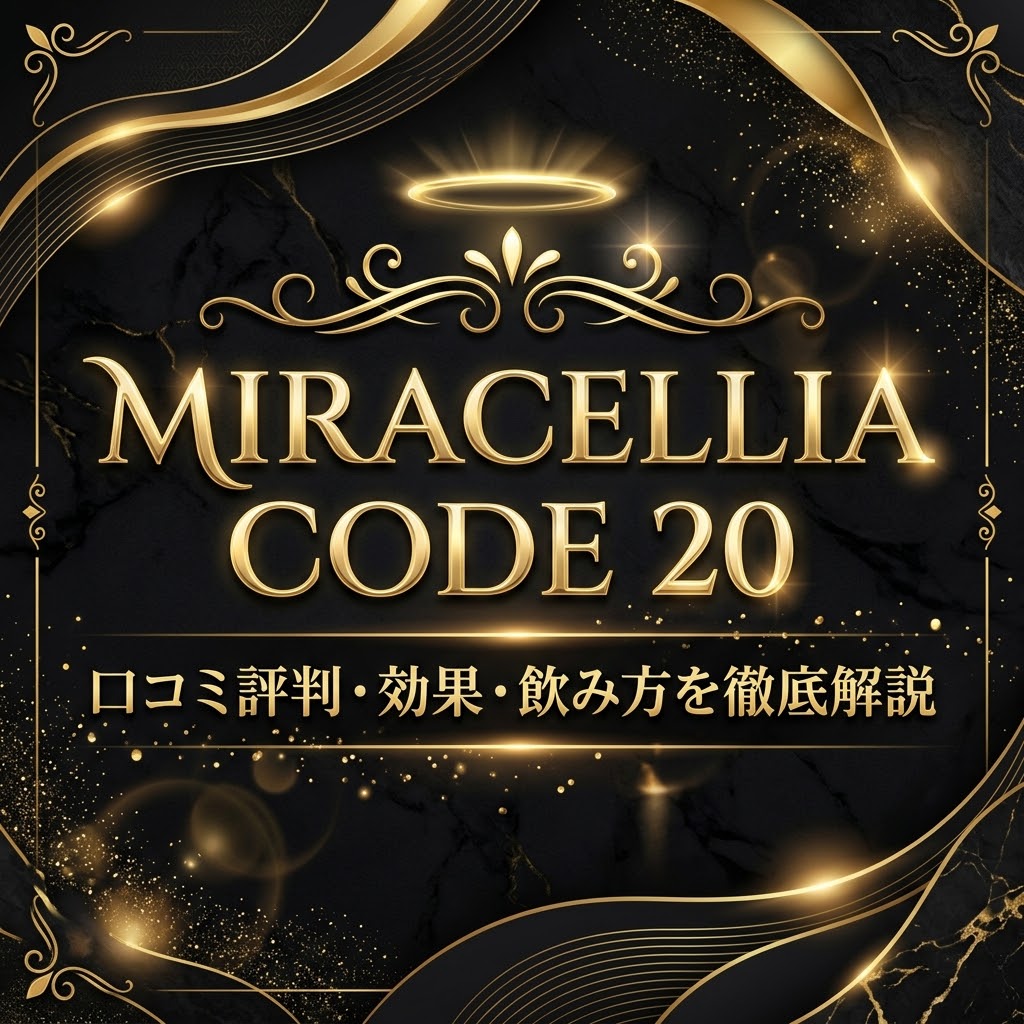 MIRACELLIA CODE 20（ミラセリア コード20）の口コミ評判・効果・飲み方の解説記事アイキャッチ画像