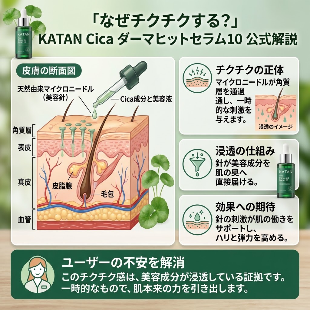 KATAN Cica ダーマヒットセラム10の刺激感と痛みのロジック解説画像