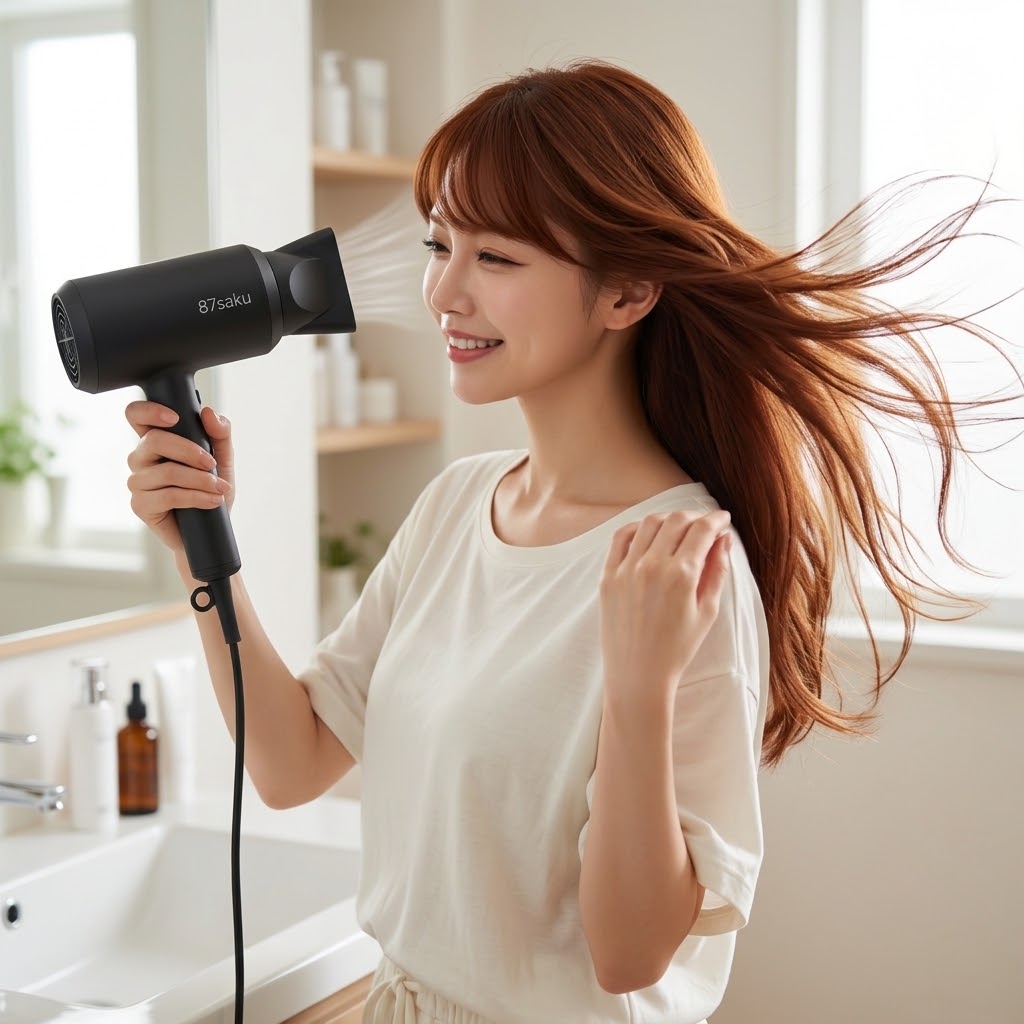 87sakuヘアドライヤー 毎分2.2㎥の大風量スピード速乾